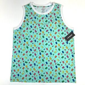 TomboyX Gummy Bear Lollipop Print Muscle Tank Top Mint Green Mens Medium NEW